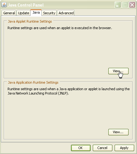 java control panel